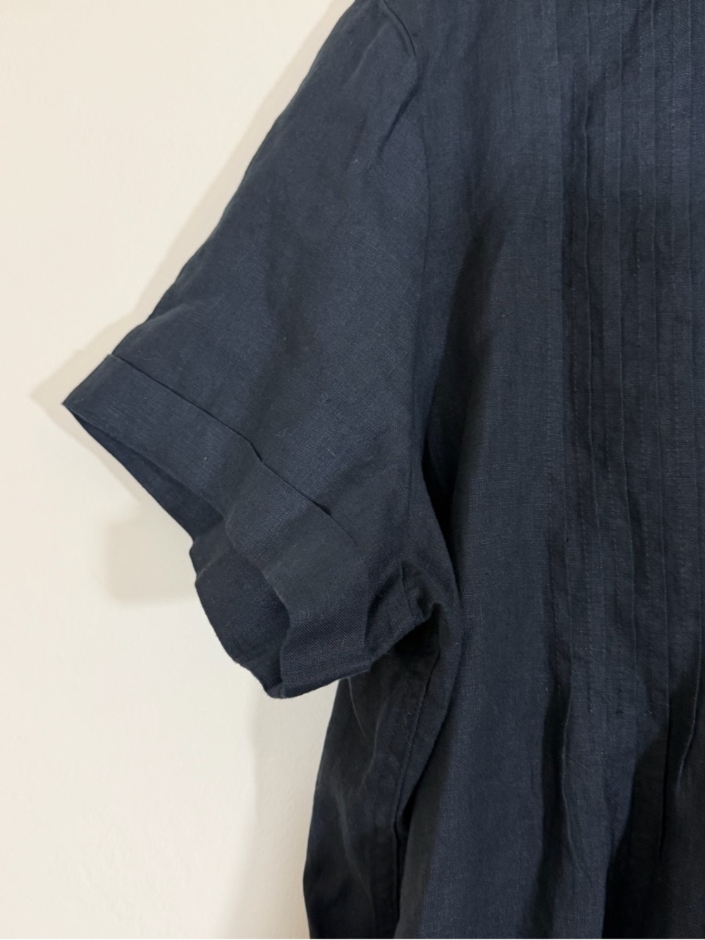 Quince 100% European Linen Swing Dress Womens XL Black Short Sleeve Pockets - Picture 8 of 12